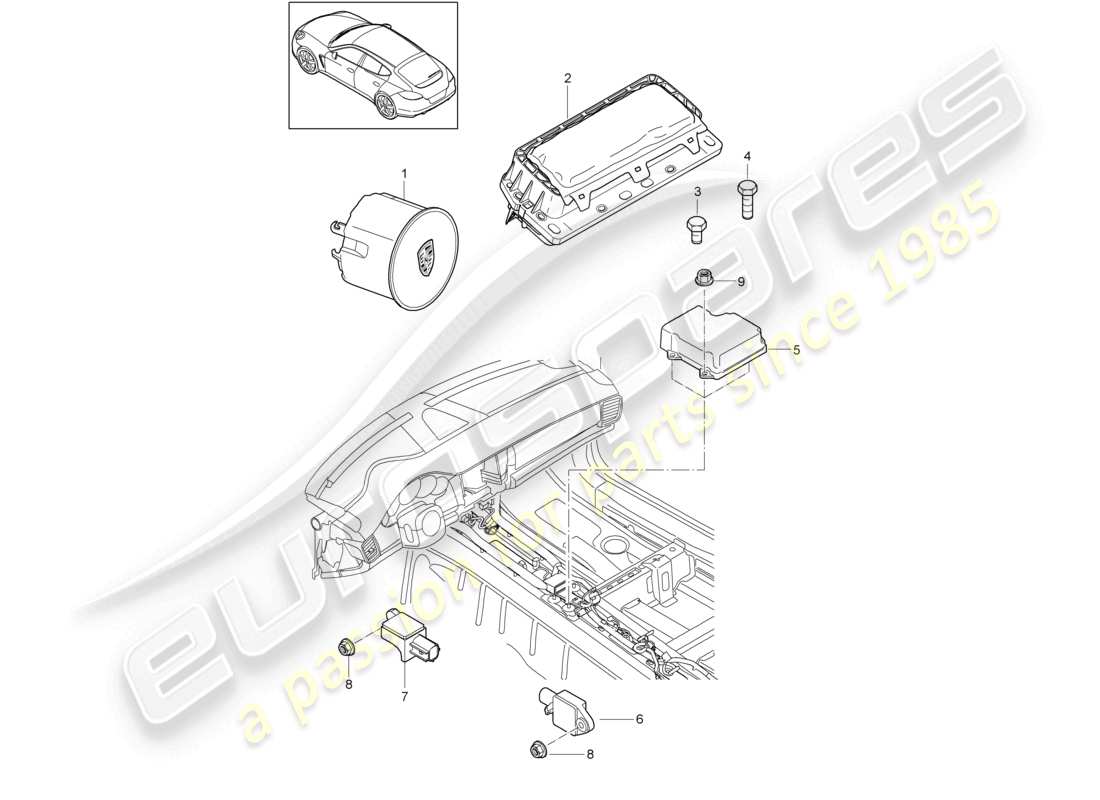 porsche 2010 (cayenne e1 9pa) airbag d - mj 2014>> parts diagram