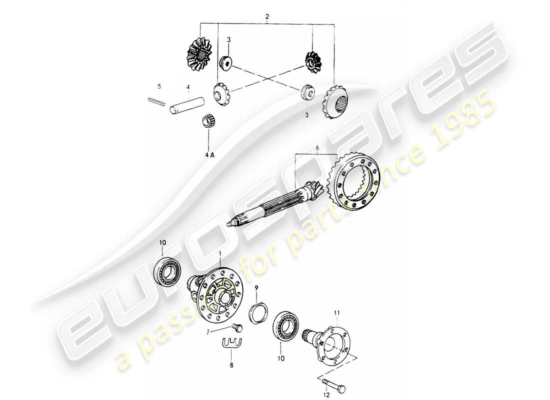 porsche 1994 (964) front axle differential - differential parts diagram