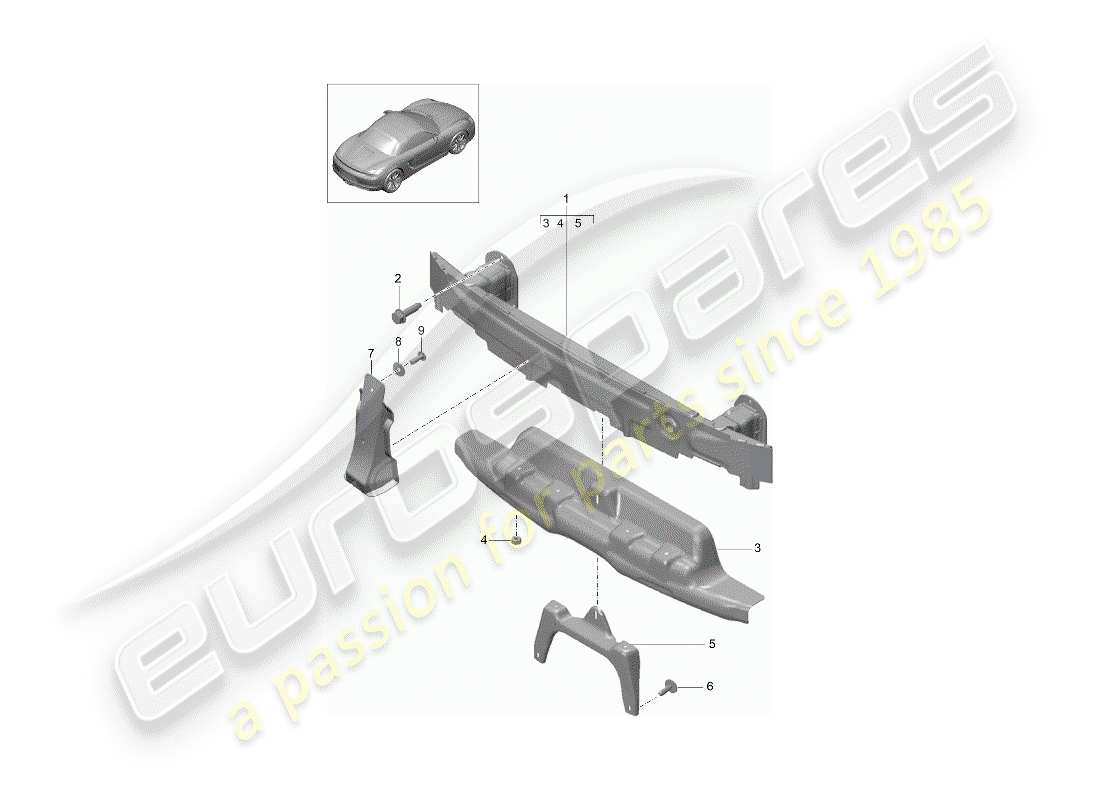 porsche 2012 (981 boxster) bumper bracket parts diagram