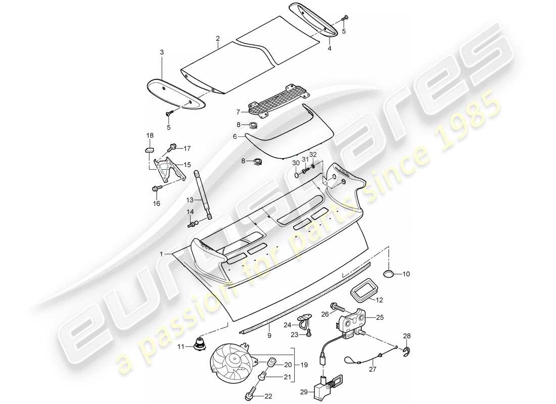 porsche 2011 (997-2 gt3) cover part diagram