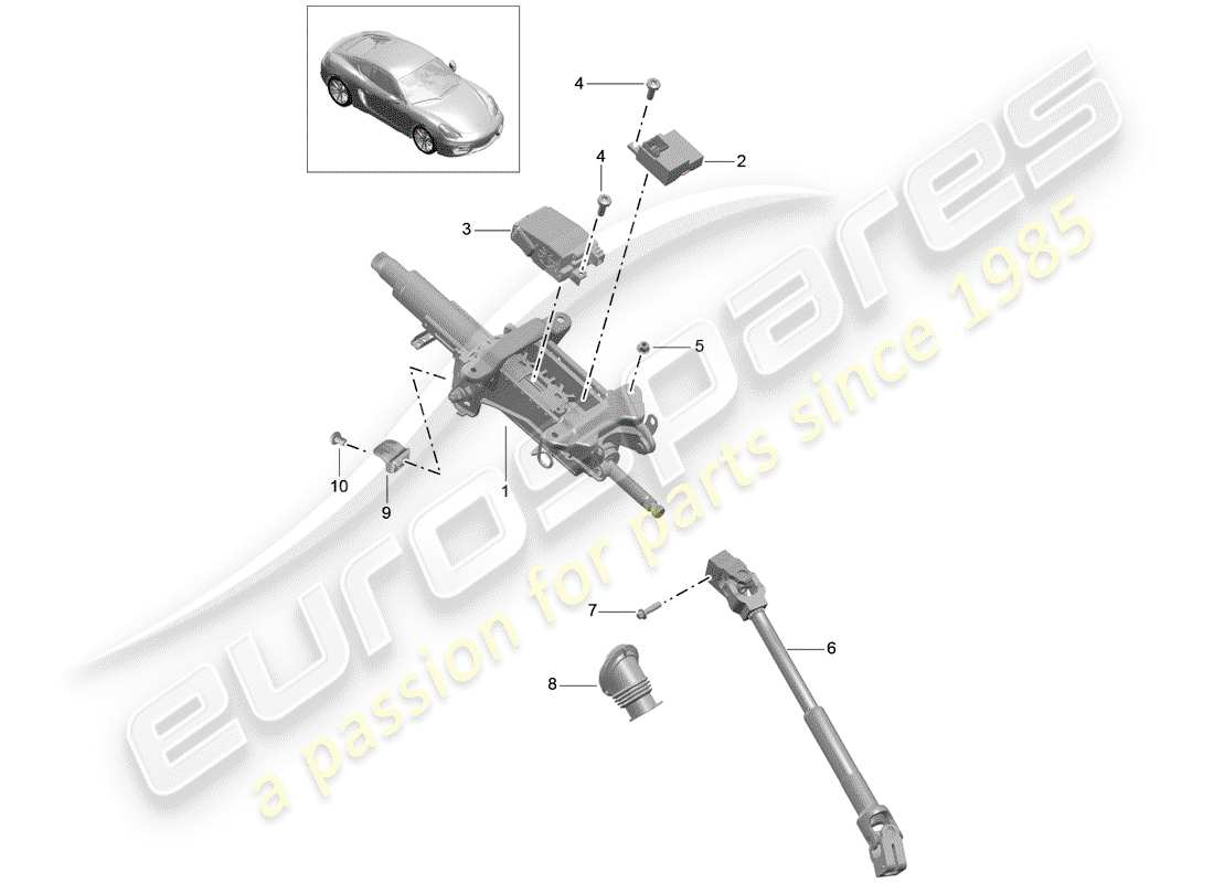 porsche 2015 (981 cayman) steering column part diagram