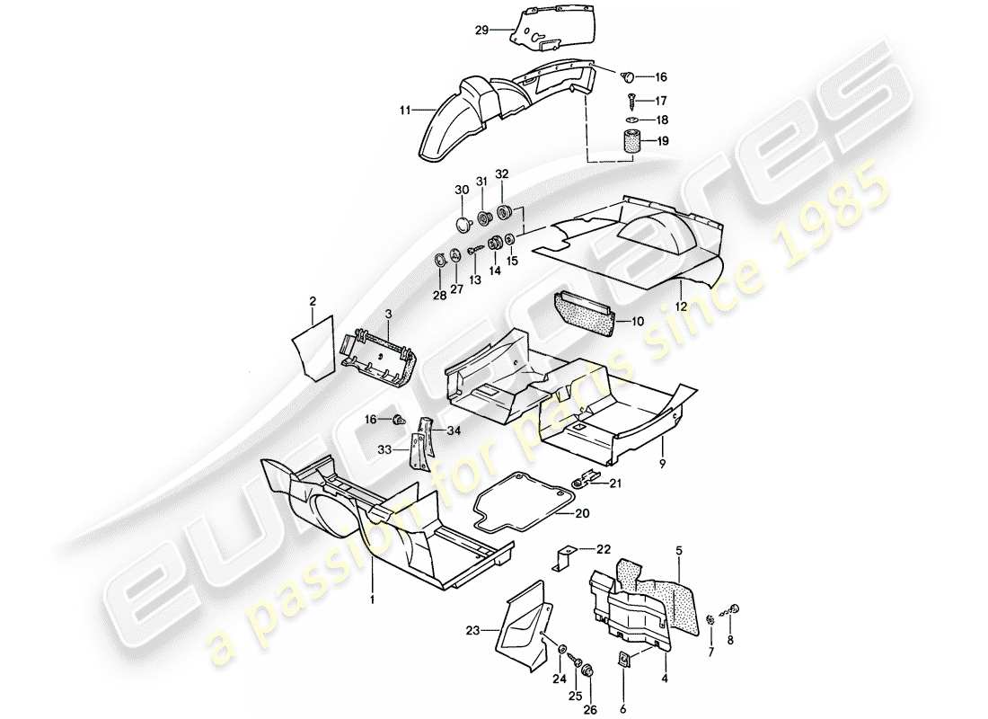 porsche 1986 (924s) trims part diagram