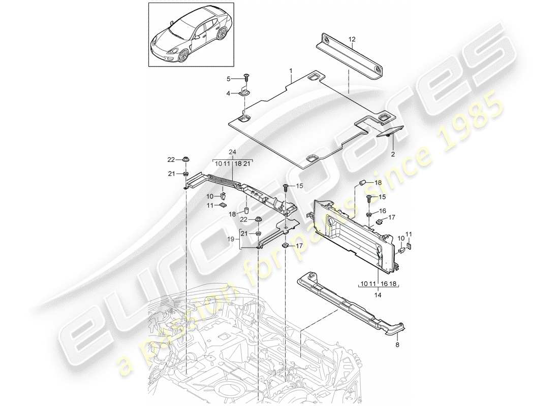 porsche 2014 (panamera 970) trims part diagram