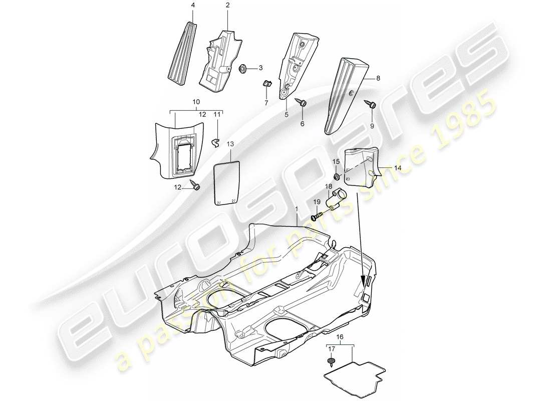 porsche 2009 (997-2) floor cover part diagram