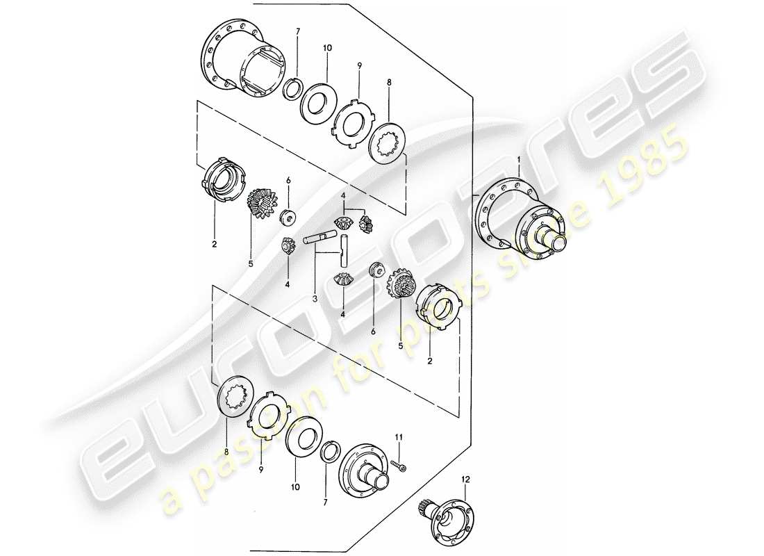 porsche 1986 (944) limited slip differential - manual gearbox part diagram