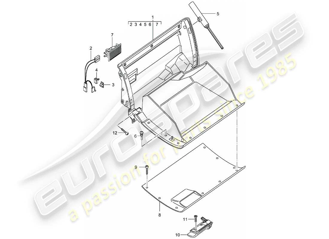porsche 2005 (996) glove box - d - mj 2002>> part diagram