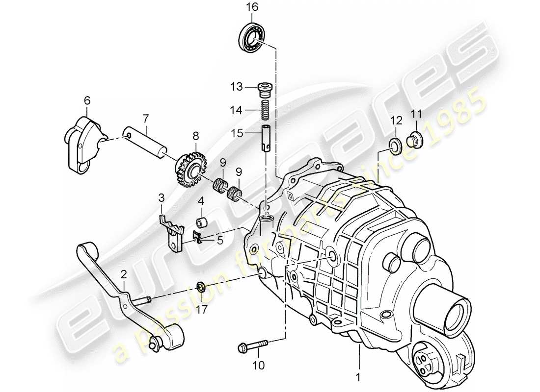 porsche 2002 (996) transmission case - transmission cover part diagram