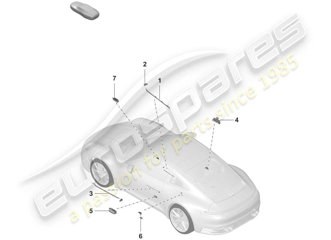 porsche 2019 (992-1) interior light part diagram
