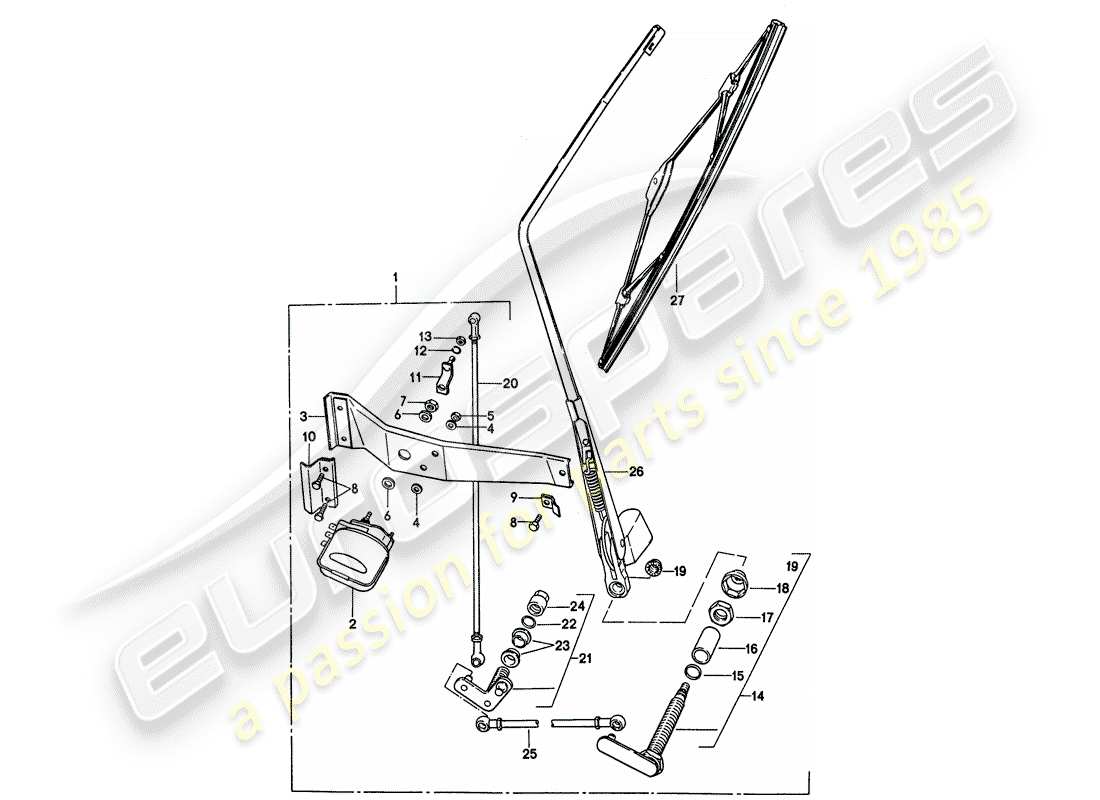 porsche 1975 (911) rear window wiper - d - mj 1976>> part diagram