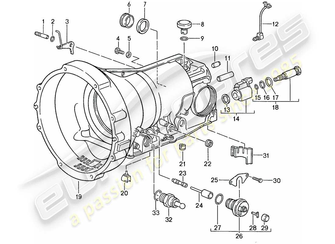 porsche 1989 (928) automatic transmission - transmission case - accessories part diagram