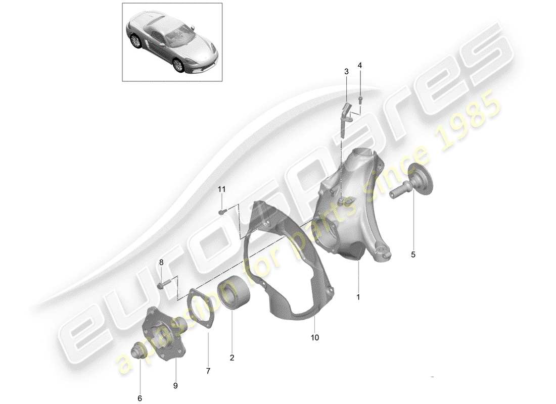 porsche 2018 (718 boxster) wheel carrier part diagram