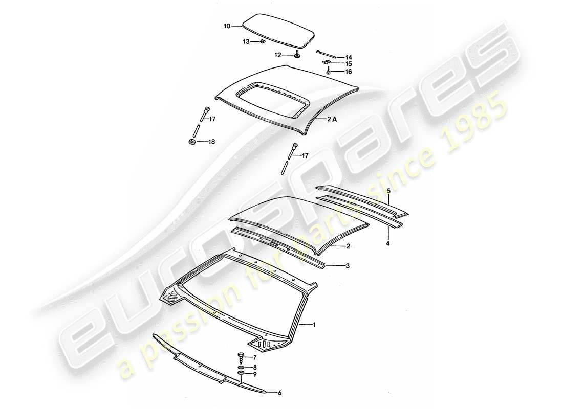 porsche 1993 (928) roof - cowl part diagram