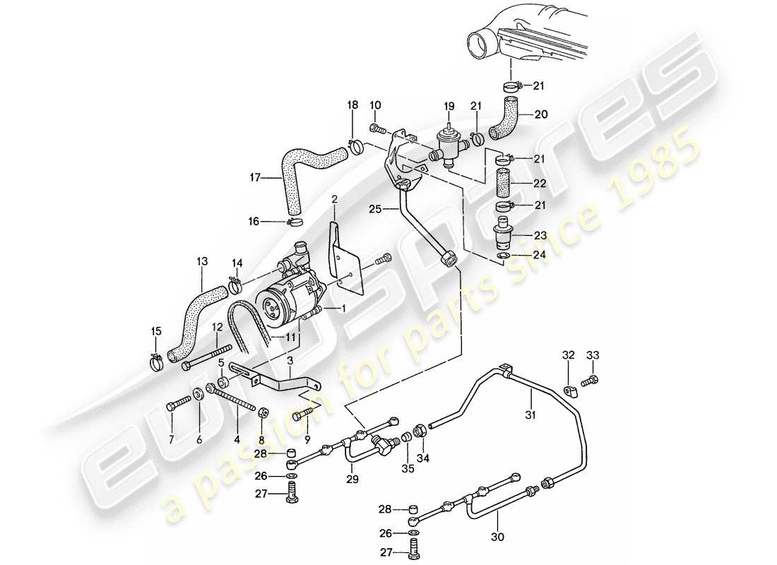porsche 1991 (928) air injection - for cars without - catalyst part diagram