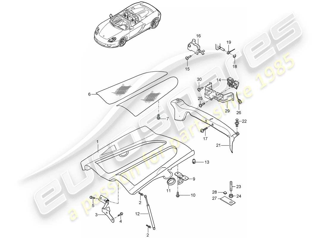 porsche 2005 (carrera gt) cover part diagram