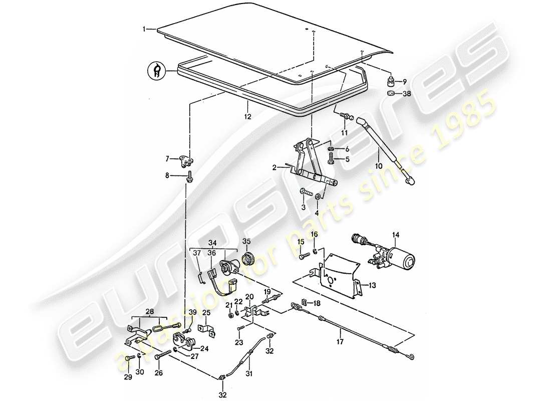 porsche 1990 (944) rear trunk lid part diagram