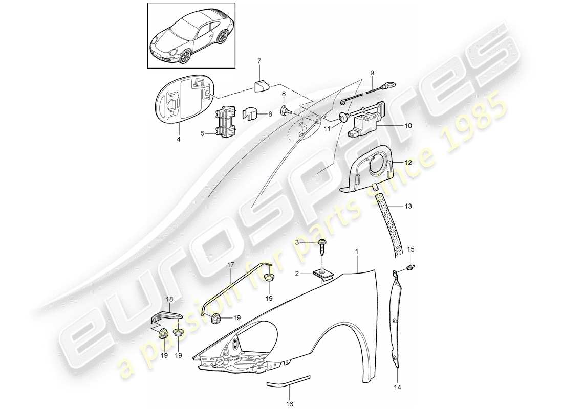 porsche 2011 (997-2) fender part diagram