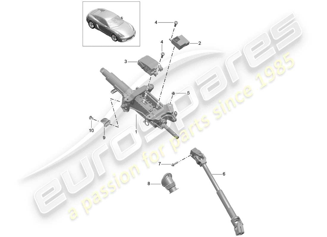 porsche cayman 981 (2014) steering column part diagram
