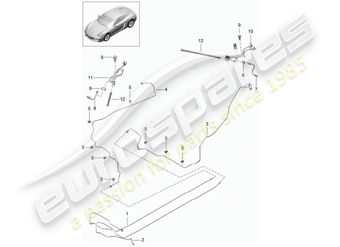 porsche 2016 (981 cayman) brake lines part diagram