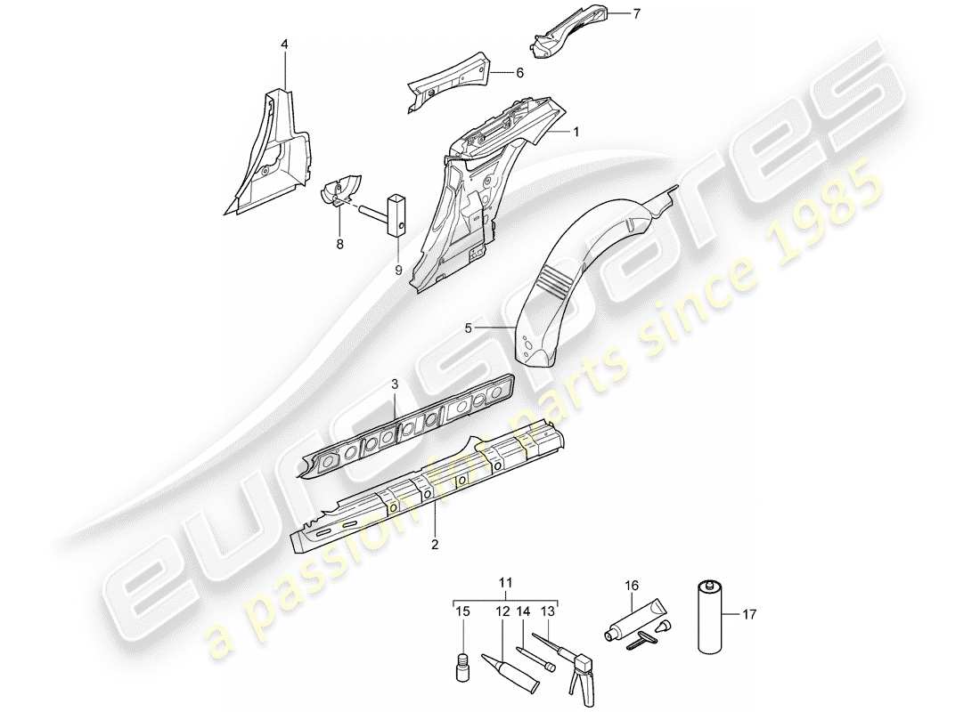 porsche 2009 (997-2) side panel part diagram