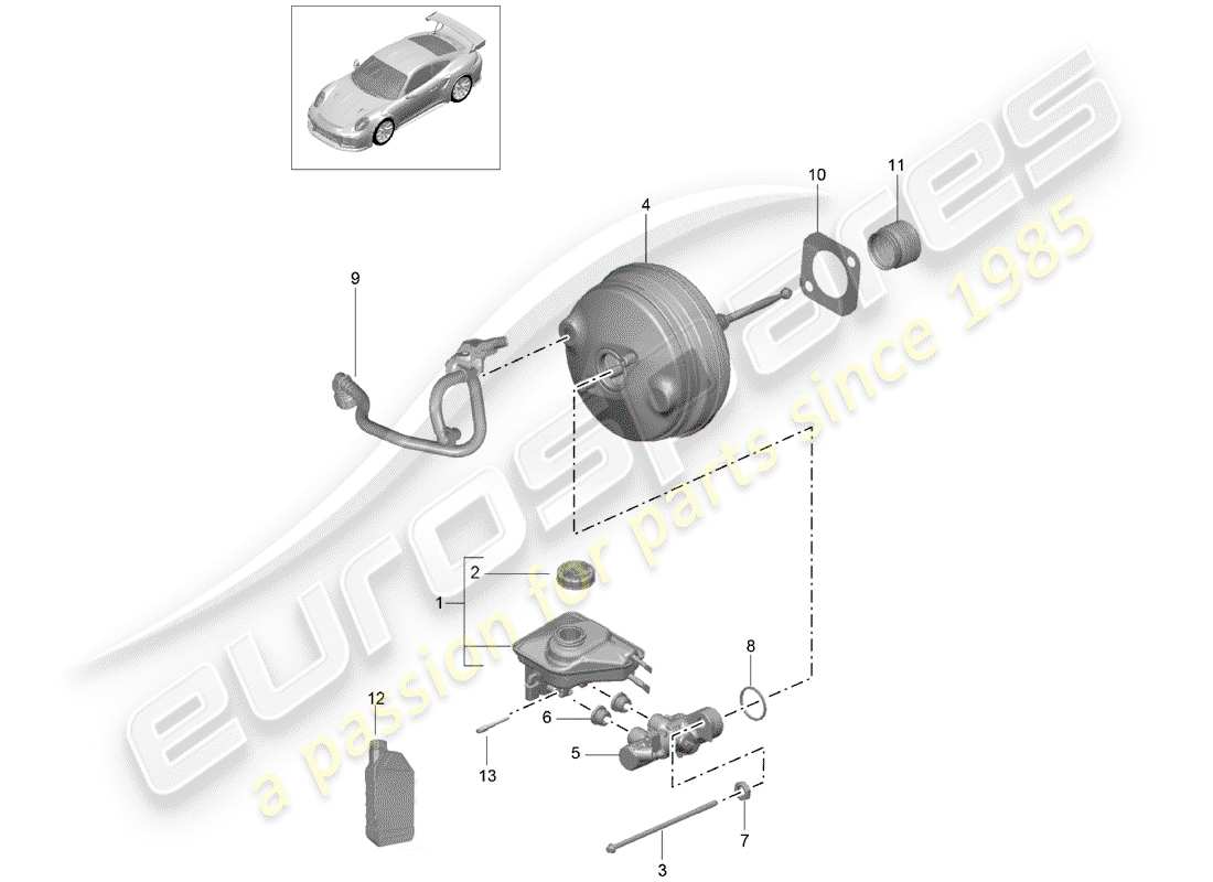 porsche 2019 (991-2 turbo) brake master cylinder part diagram