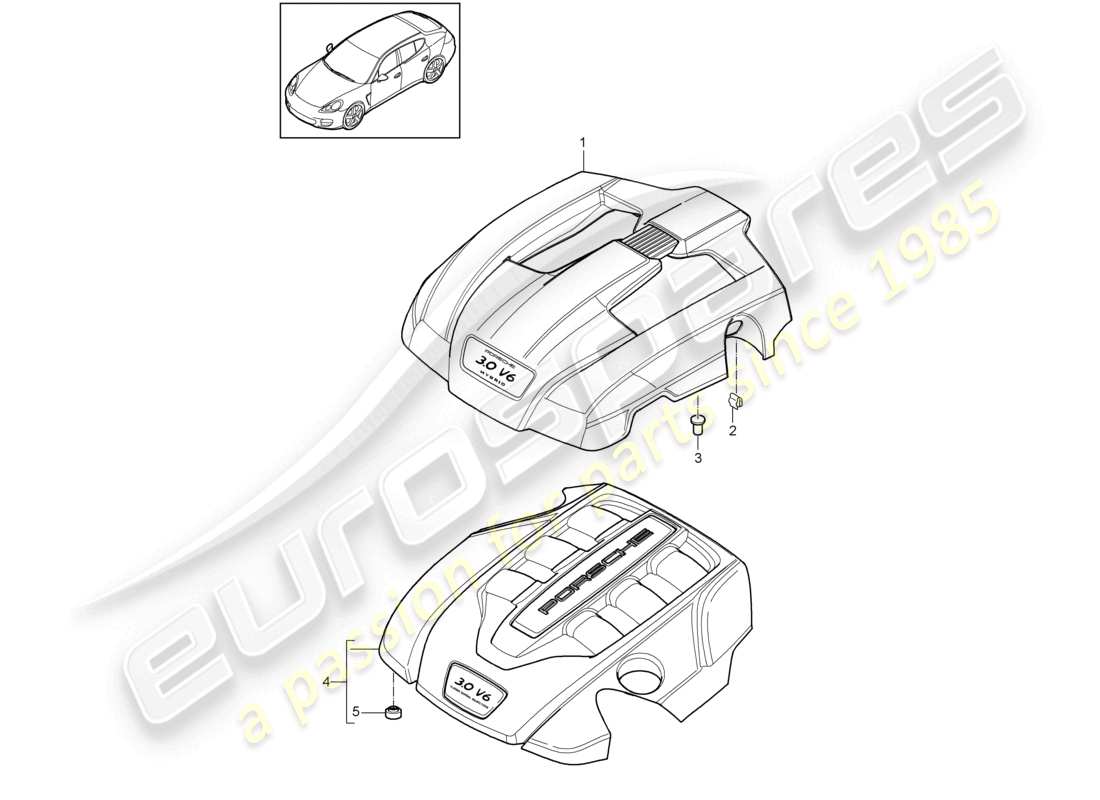 porsche 2010 (cayenne e1 9pa) engine cover parts diagram