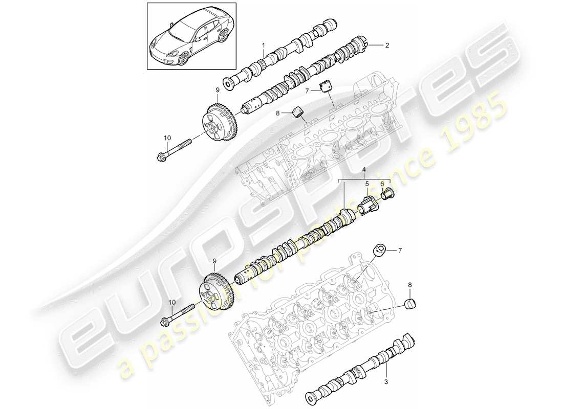 porsche panamera 970 (2016) camshaft parts diagram