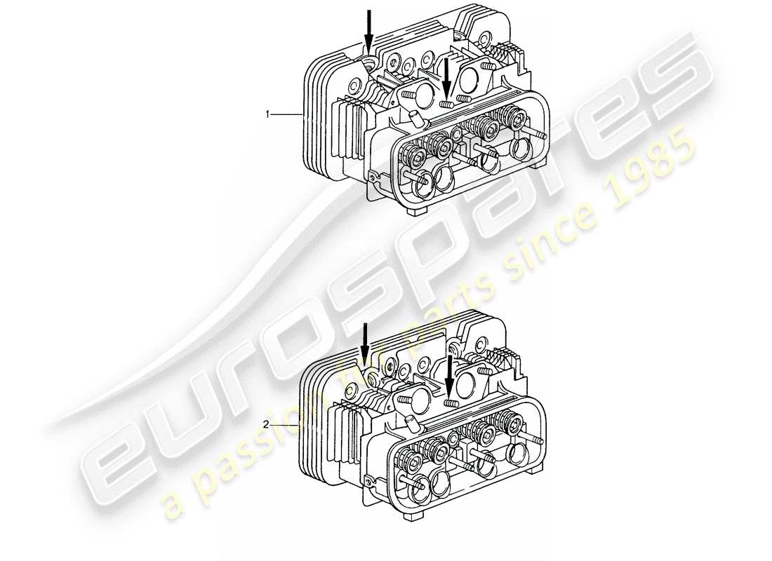 porsche 2008 (refurbished and exchange catalogue) cylinder head part diagram