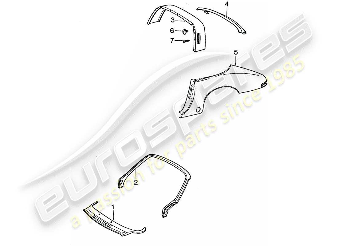porsche 1977 (911) exterior panelling - to fit use workshop material part diagram