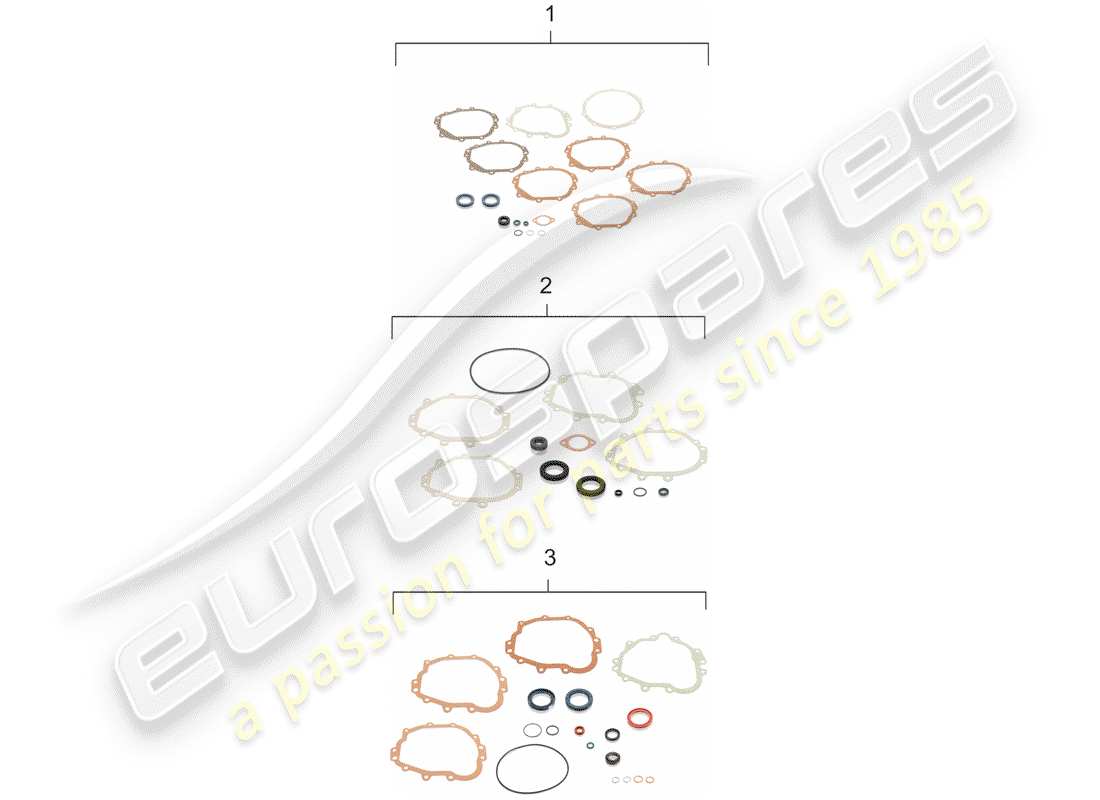 porsche 1969 (911/912) replacement transmission - repair kits - gasket set part diagram