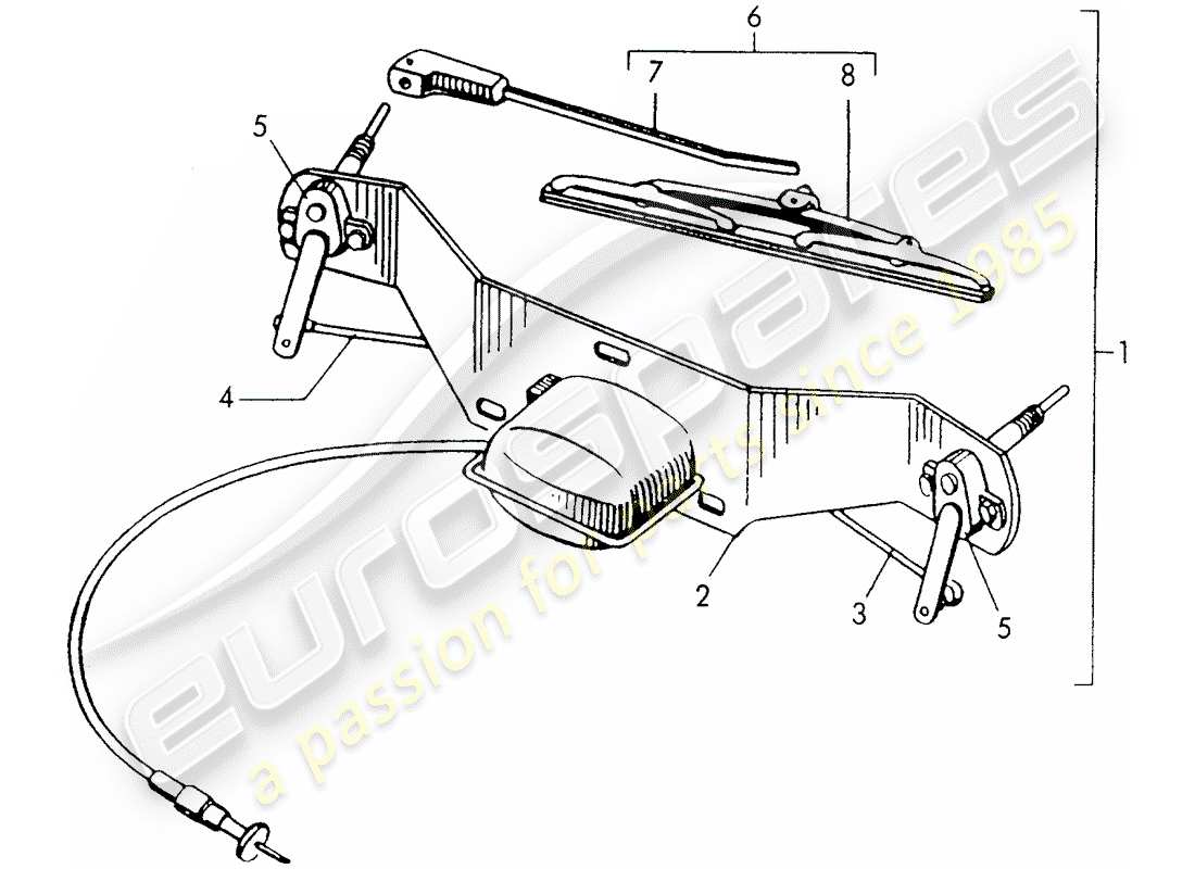 porsche 356/356a (1952) windscreen wiper system part diagram