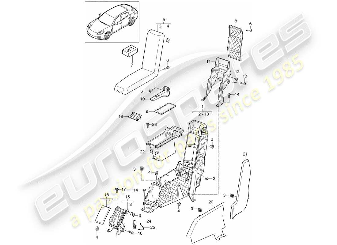 porsche panamera 970 (2012) center console part diagram