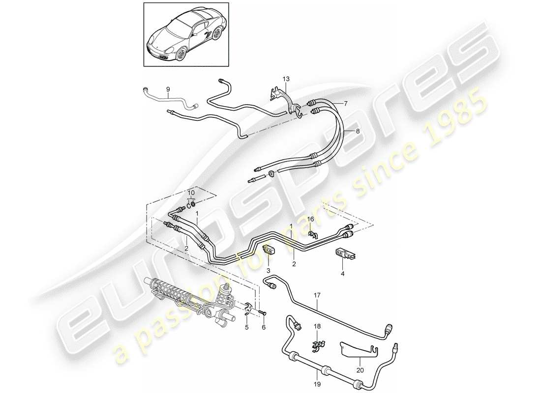 porsche 2011 (987 cayman) power steering part diagram
