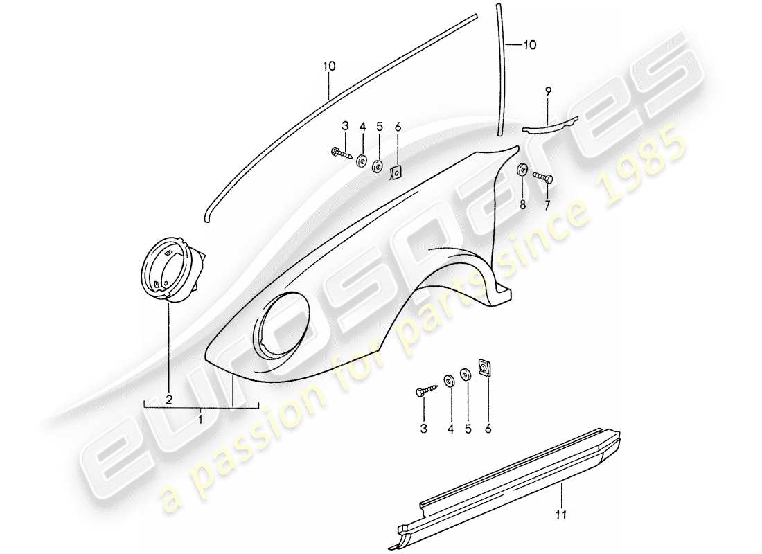 porsche 1988 (959) exterior panelling part diagram
