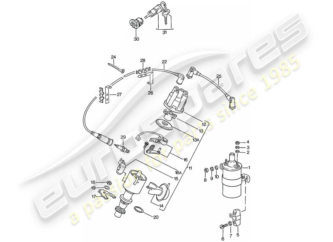 porsche 1979 (924) engine electrics 1 part diagram