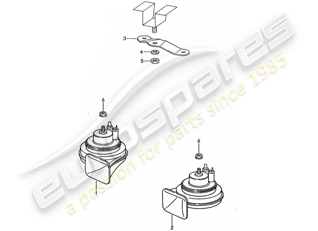 porsche 1992 (968) horn parts diagram