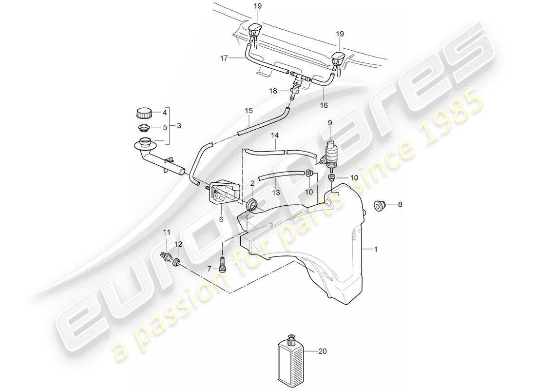 porsche 2012 (997-2) windshield washer unit part diagram