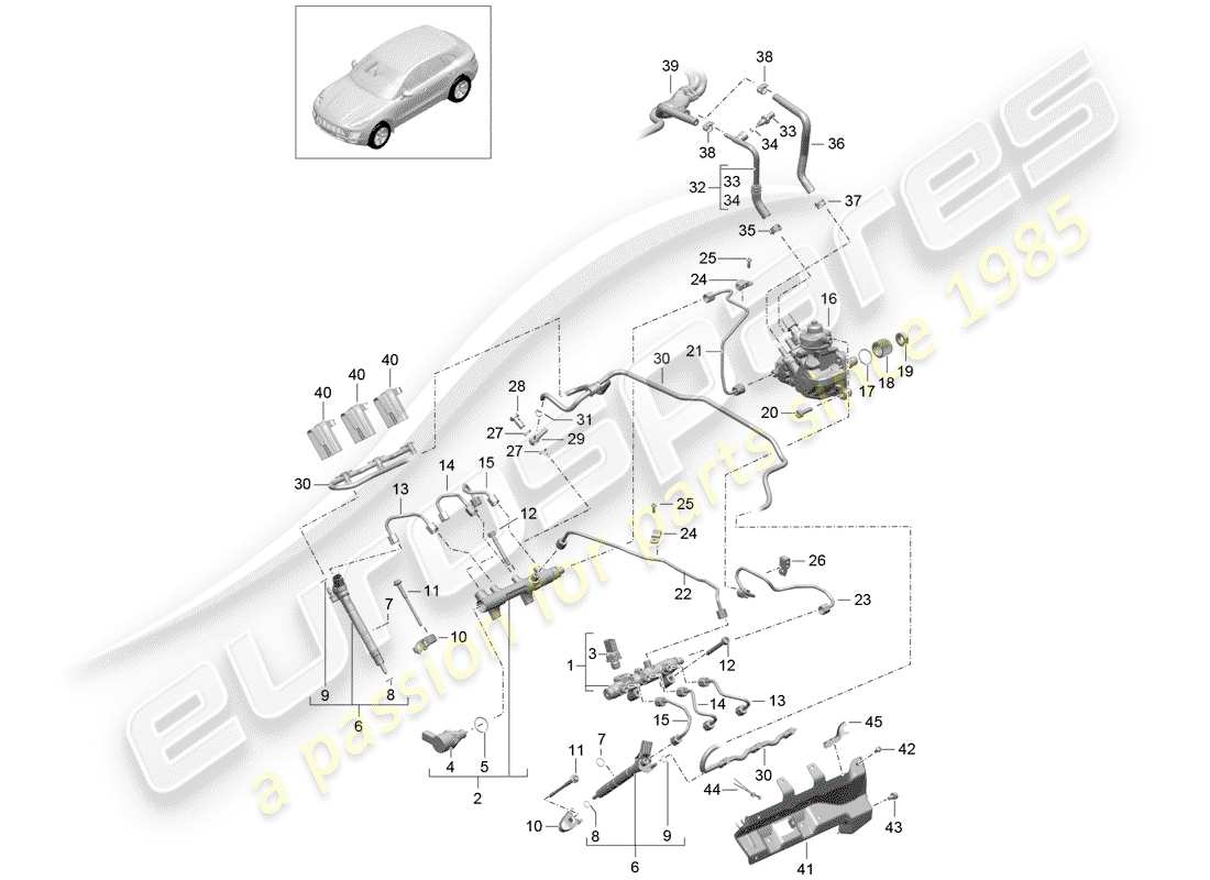 porsche 2015 (macan) fuel collection pipe part diagram