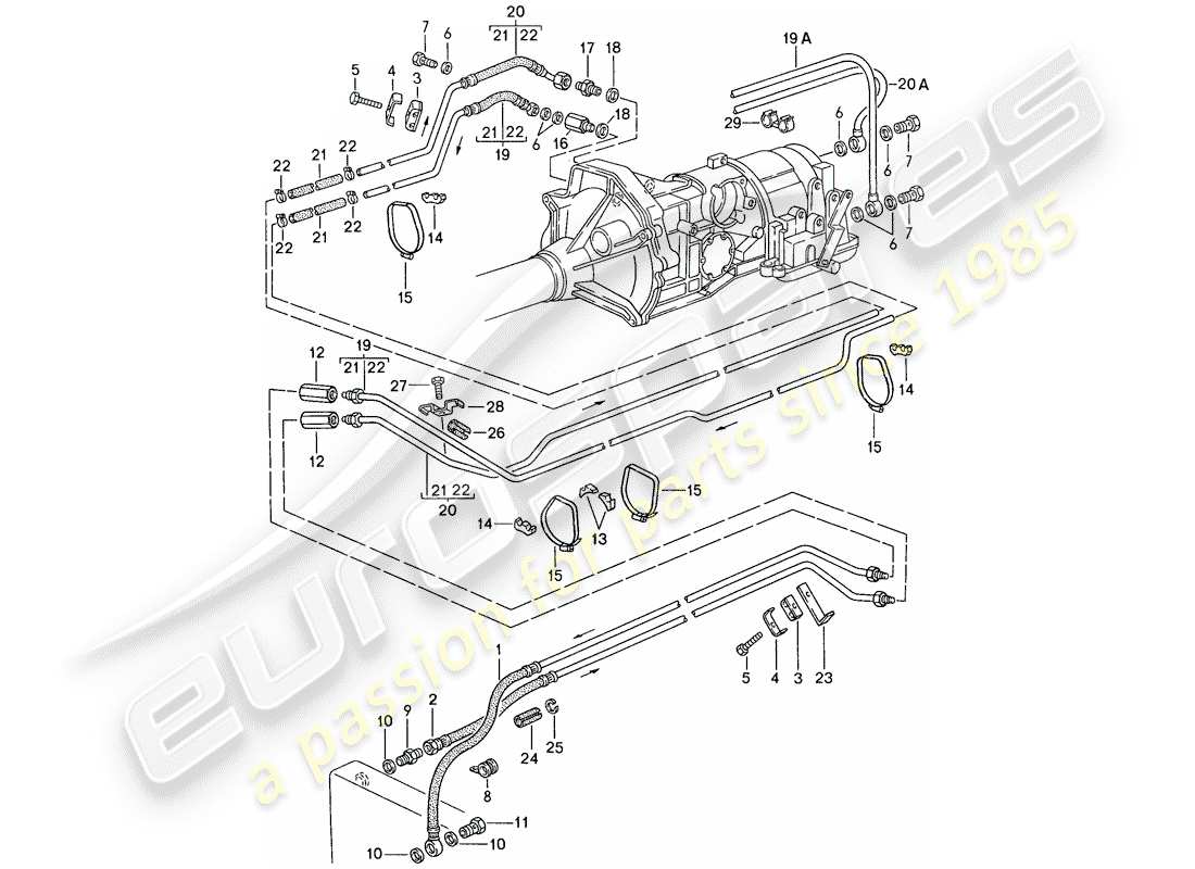porsche 1991 (944) oil cooling - for - automatic transmission - d >> - mj 1989 part diagram