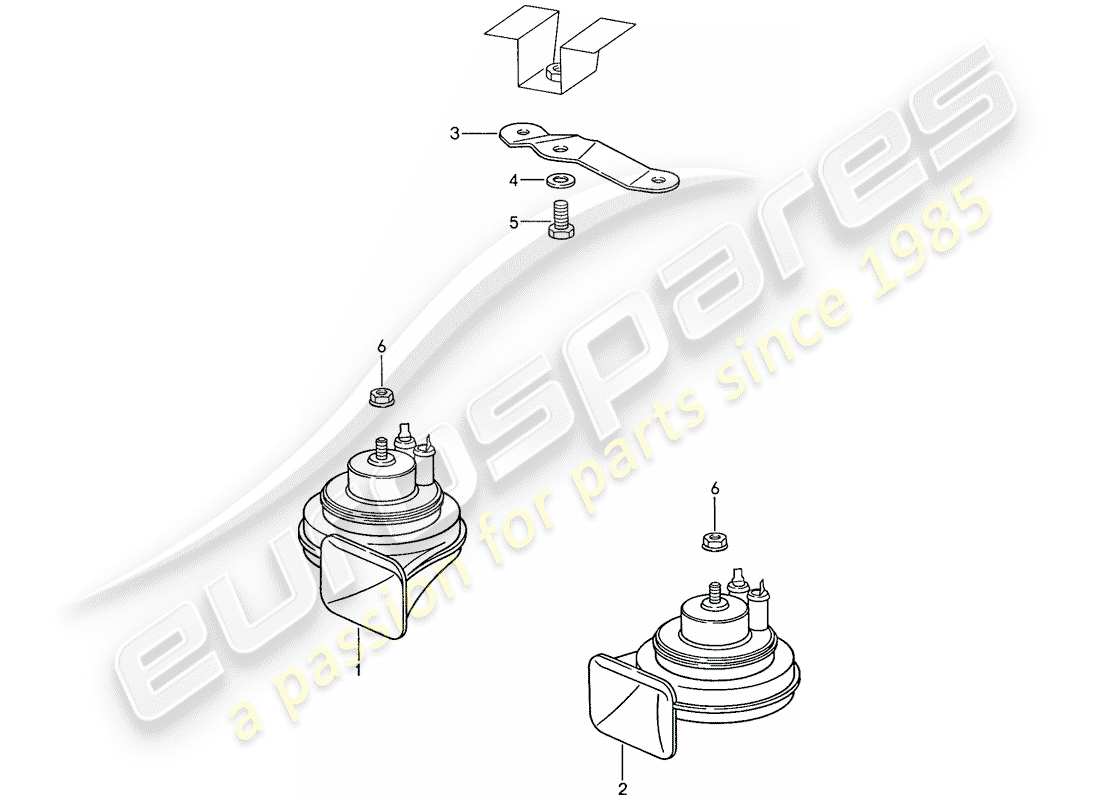 porsche 1991 (944) horn part diagram
