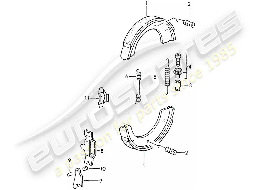porsche 1990 (964) handbrake part diagram