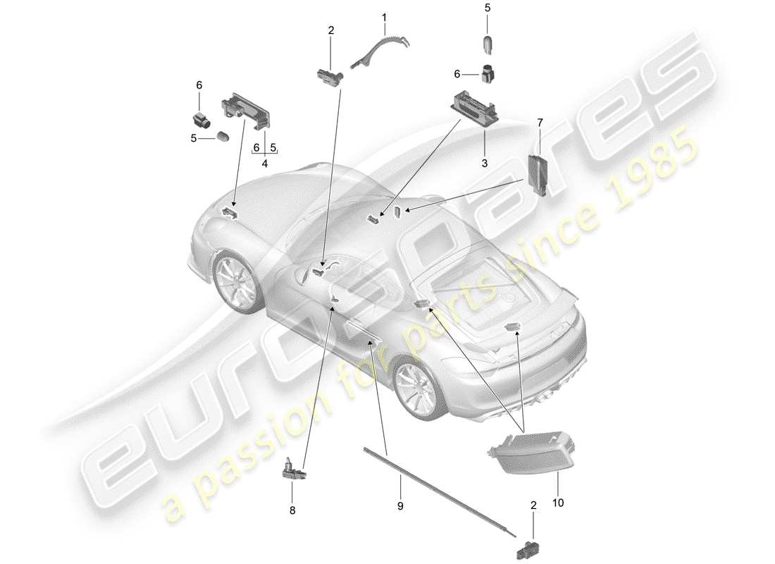 porsche 2016 (981 cayman gt4) interior lighting part diagram