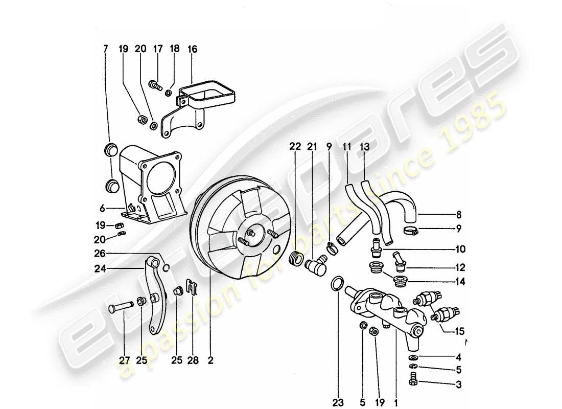 porsche 911 (1977) brake master cylinder - for vehicles with - brake booster - d - mj 1977>> part diagram