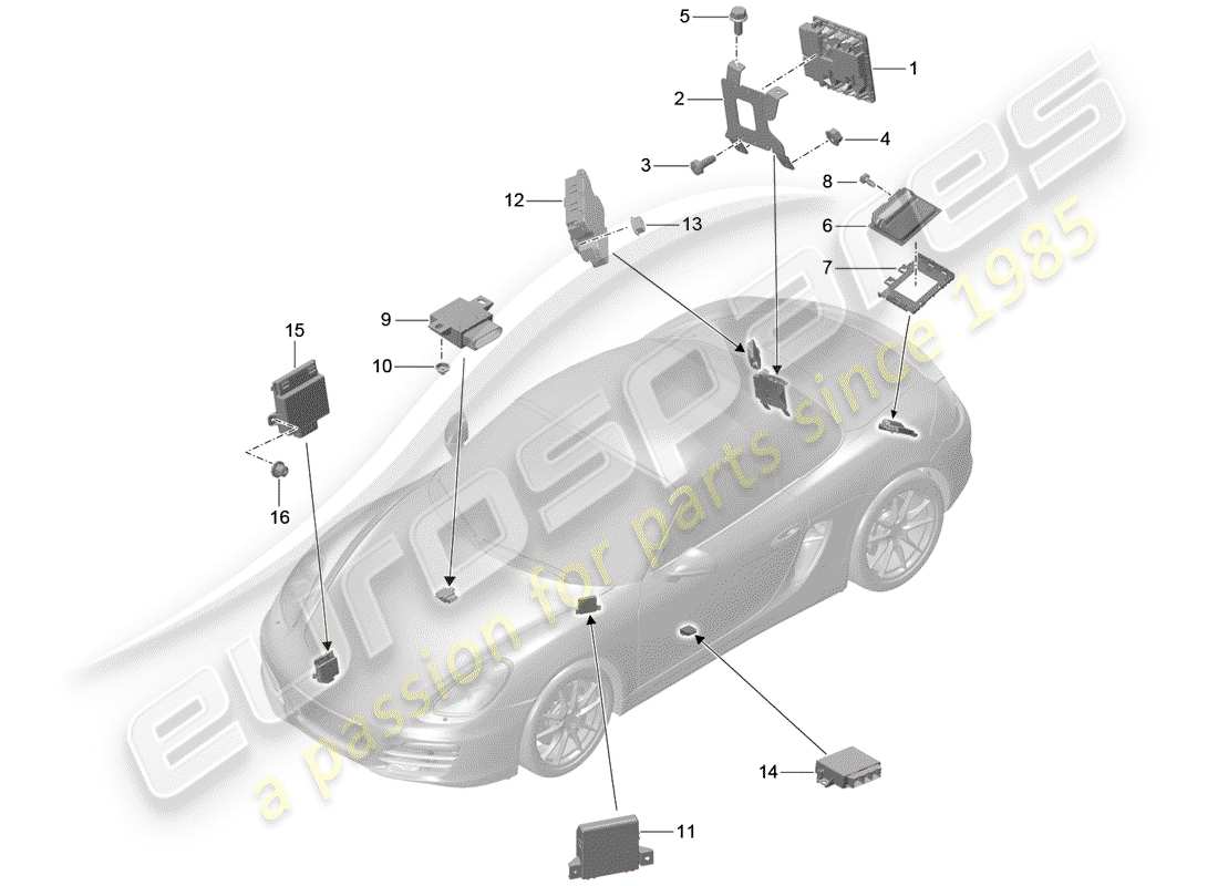 porsche 2015 (981 boxster) control units part diagram