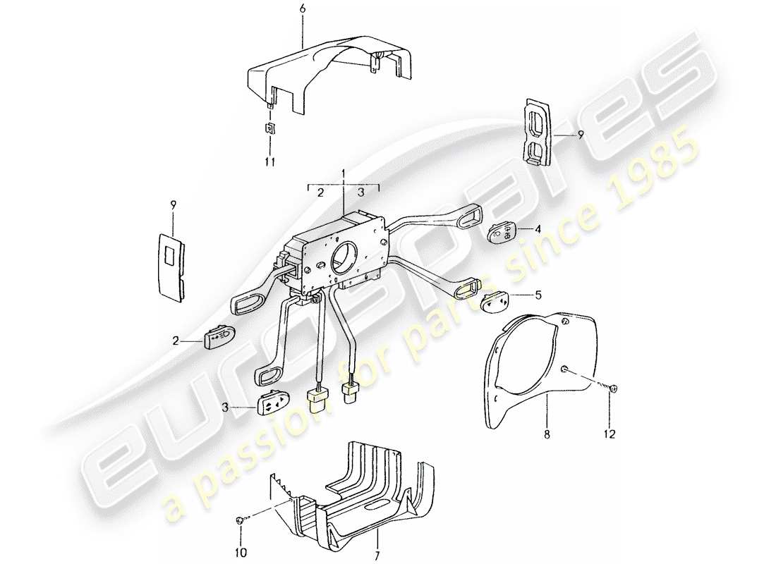 porsche 2001 (996) steering column switch part diagram