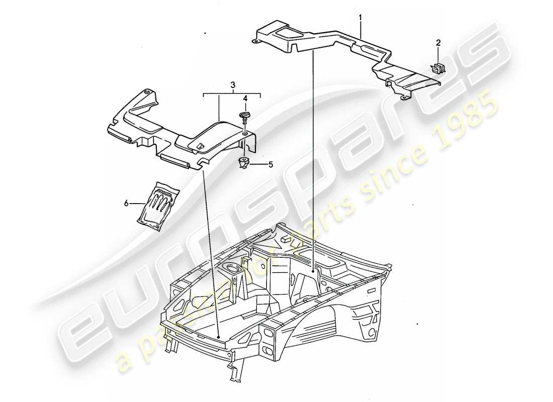 porsche 1994 (968) lining - engine compartment - d >> - mj 1993 part diagram