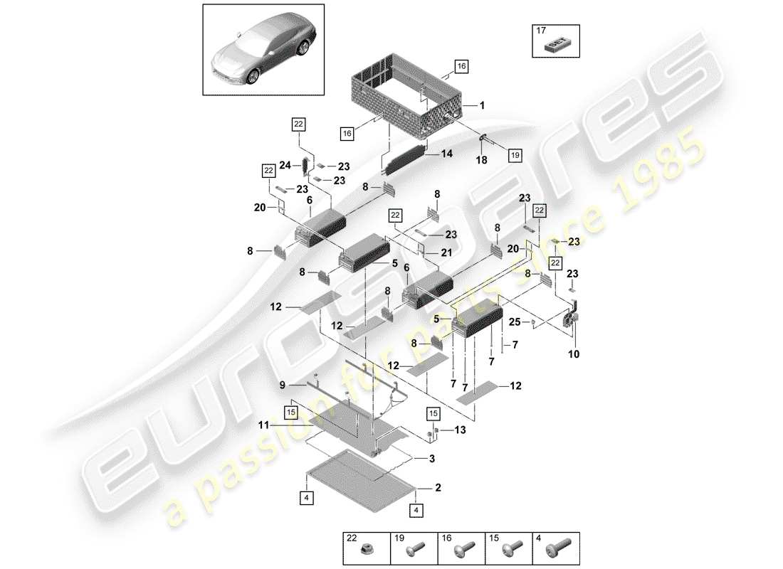 porsche 2018 (panamera 971-1) high-voltage battery part diagram