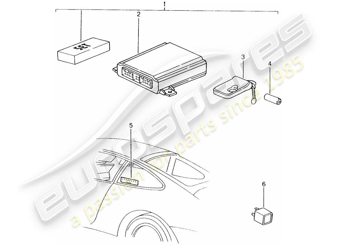 porsche 1990 (tequipment) alarm system part diagram