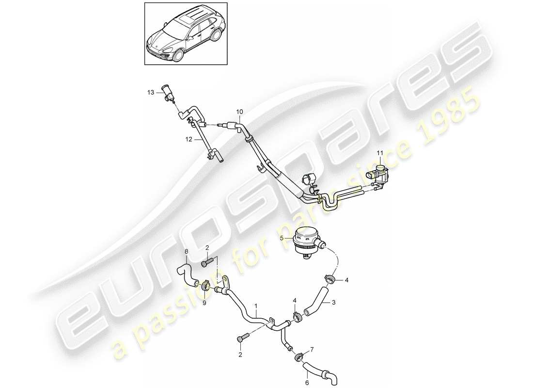 porsche 2018 (cayenne e2 92a) crankcase breather part diagram