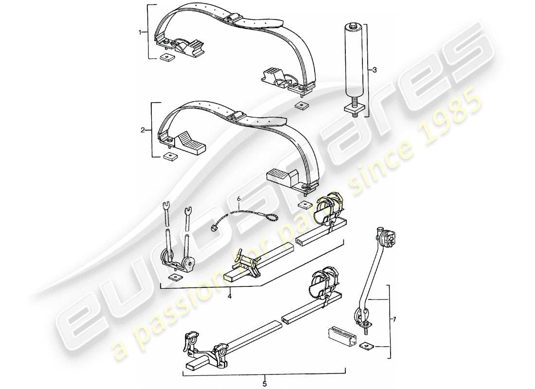 porsche 1979 (911) roof transport system - - 2 - parts diagram