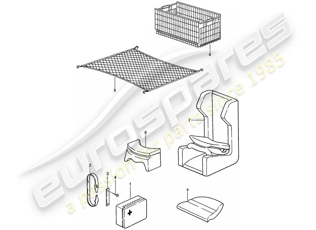 porsche 1984 (944) accessories parts diagram